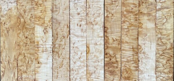 Karelian masur birch, called also curly birch kiln dried wood planks. This size ow wood is ideal making sustainable wooden jewelry or wooden pens.