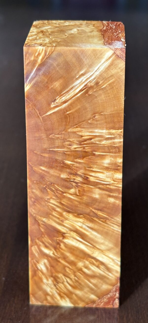 Stabilized Masur birch cross cut handle wood . Dimensions 38x40x125mm - Image 4