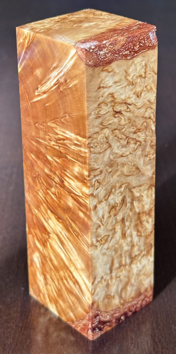Stabilized Masur birch cross cut handle wood . Dimensions 38x40x125mm - Image 5