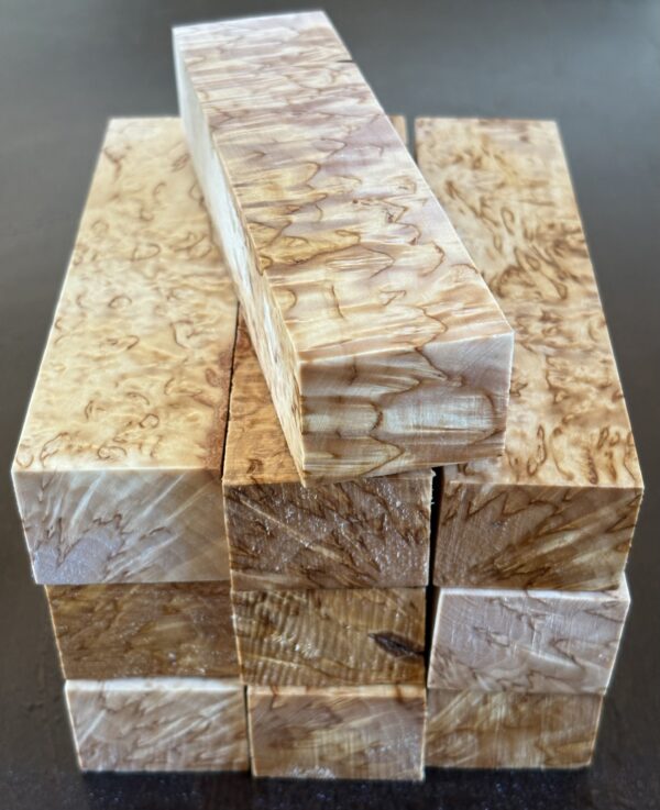 Karelian masur birch wood. Size 30x40x152mm. Set of 10 knife blocks
